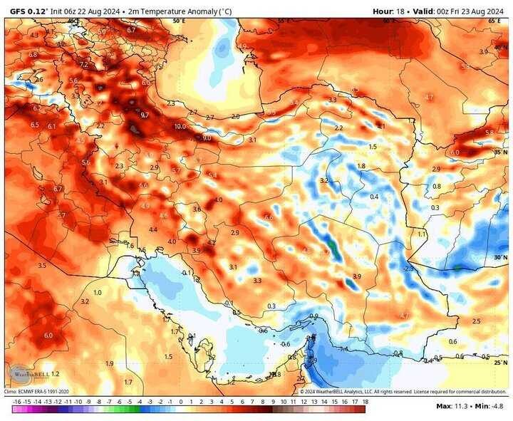 پیش بینی هواشناسی؛ موج گرما در ایران تشدید می شود