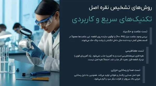 جواهر | جواهرات | نقره تشخیص نقره اصل از بدل | ۱۲ روش خانگی و علمی برای شناسایی نقره واقعی