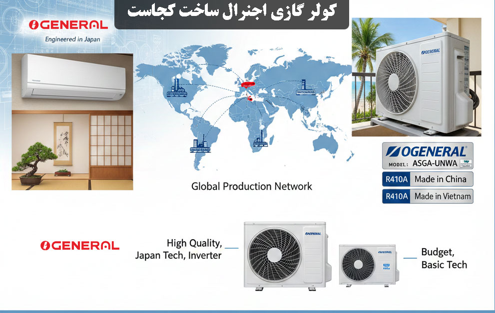 کولر گازی اجنرال ساخت کجاست